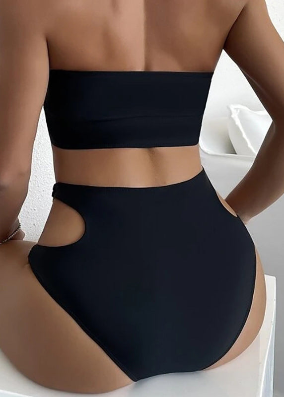 Set Fit Black Hollow Out Slim Lingerie FashionChic