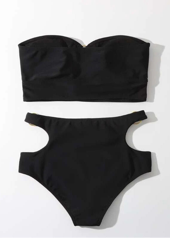 Set Fit Black Hollow Out Slim Lingerie FashionChic