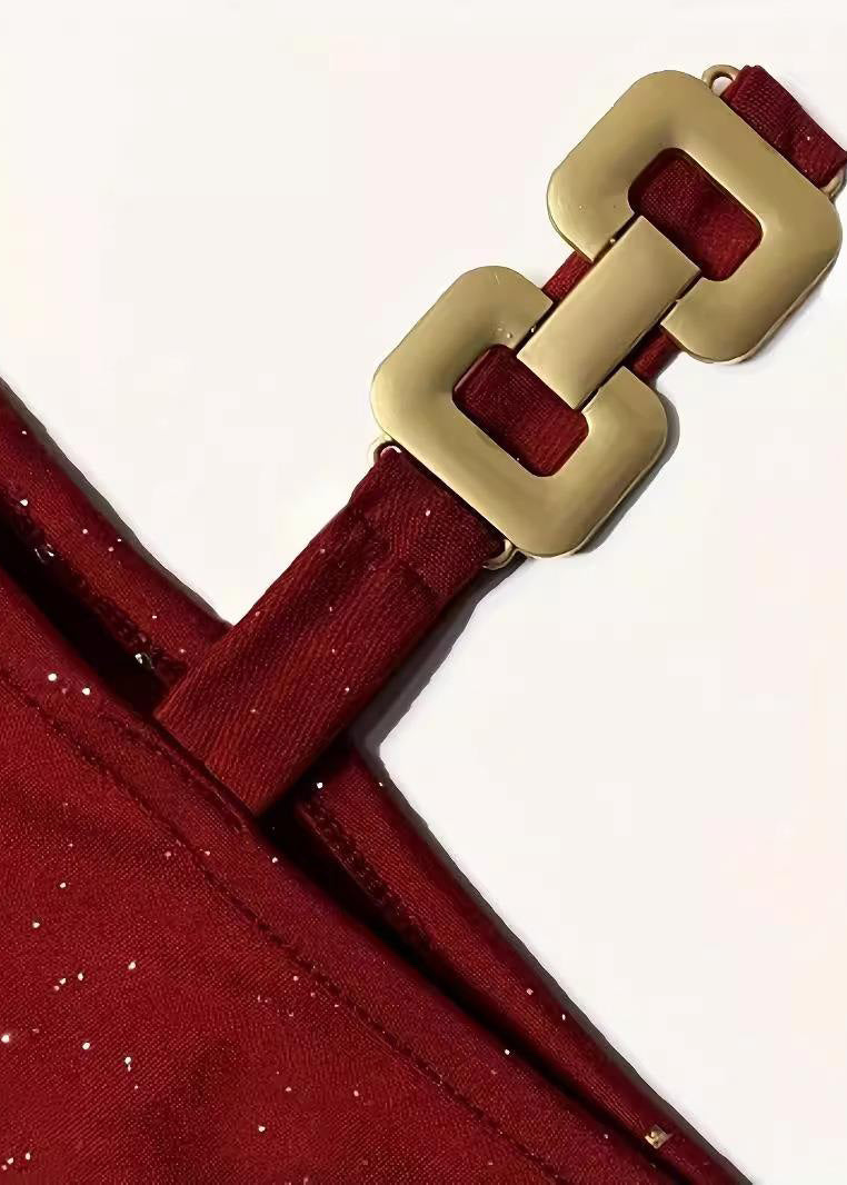 Slim Fall Mid Mulberry Fit Dresses Cold Sequins Shoulder FashionChic