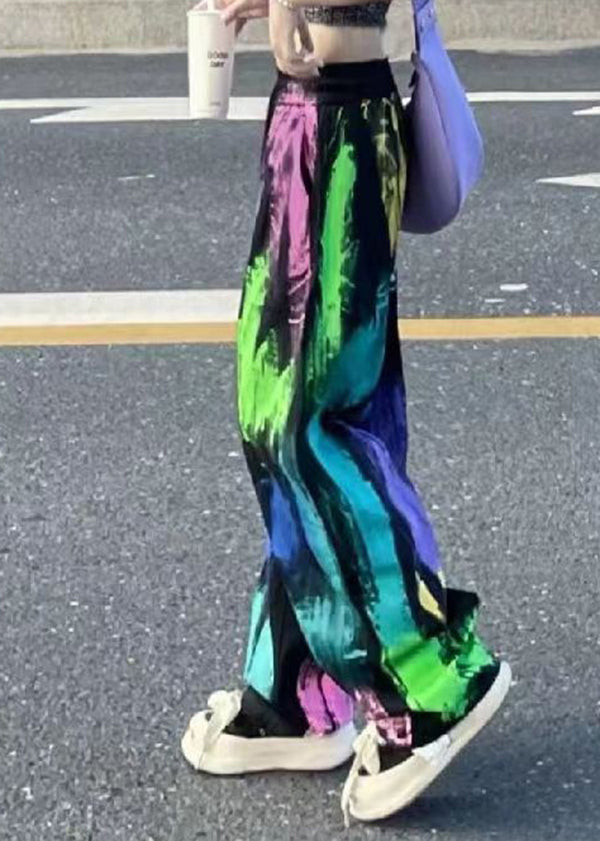 Streetwear Tie Dye Elastic Waist Wide Leg Pants Summer BV067 MZF-LPTS240702