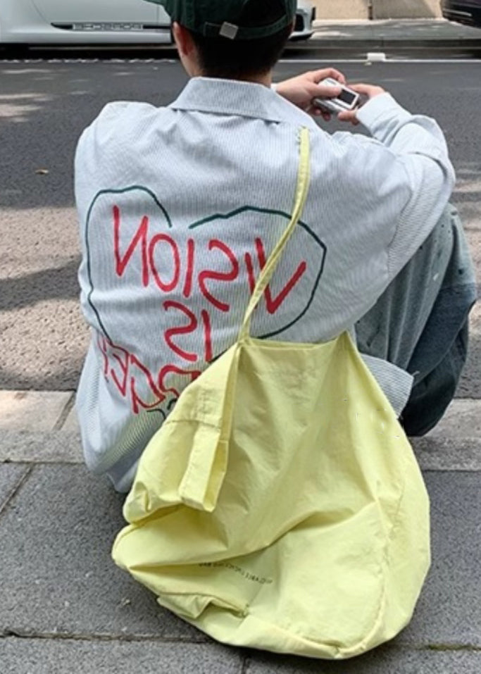 Cotton Men Shirts Striped Collar Blue Letter Spring Peter Pan FashionChic