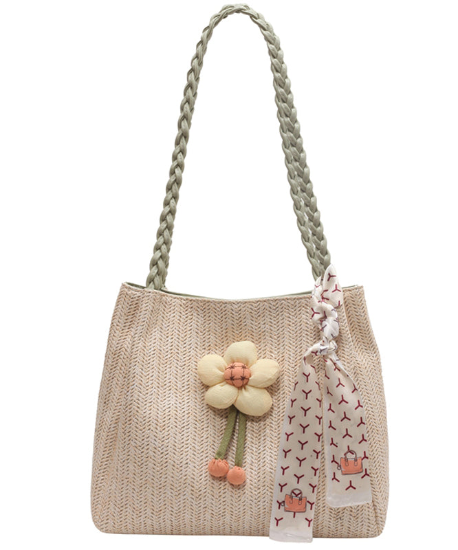 Straw Capacity Shoulder Woven Bag Beige Large Style FashionChic