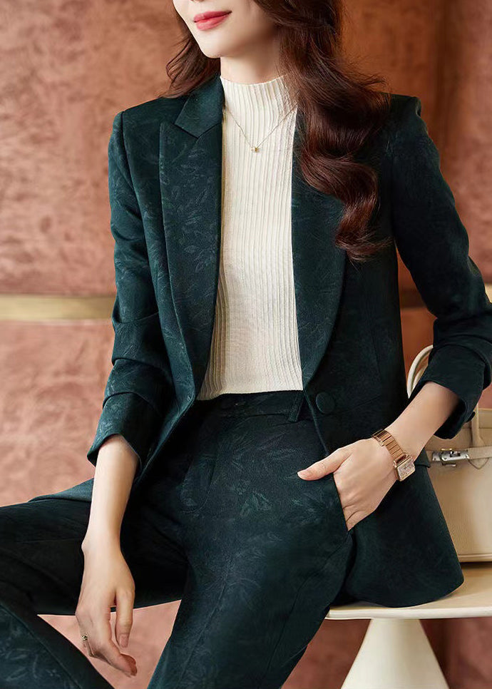 Style Blackish Green Print Silm Fit Cotton Coat Spring YJ022 ABC