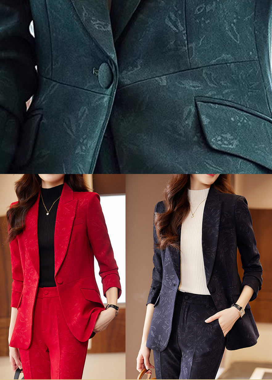 Style Blackish Green Print Silm Fit Cotton Coat Spring YJ022 ABC