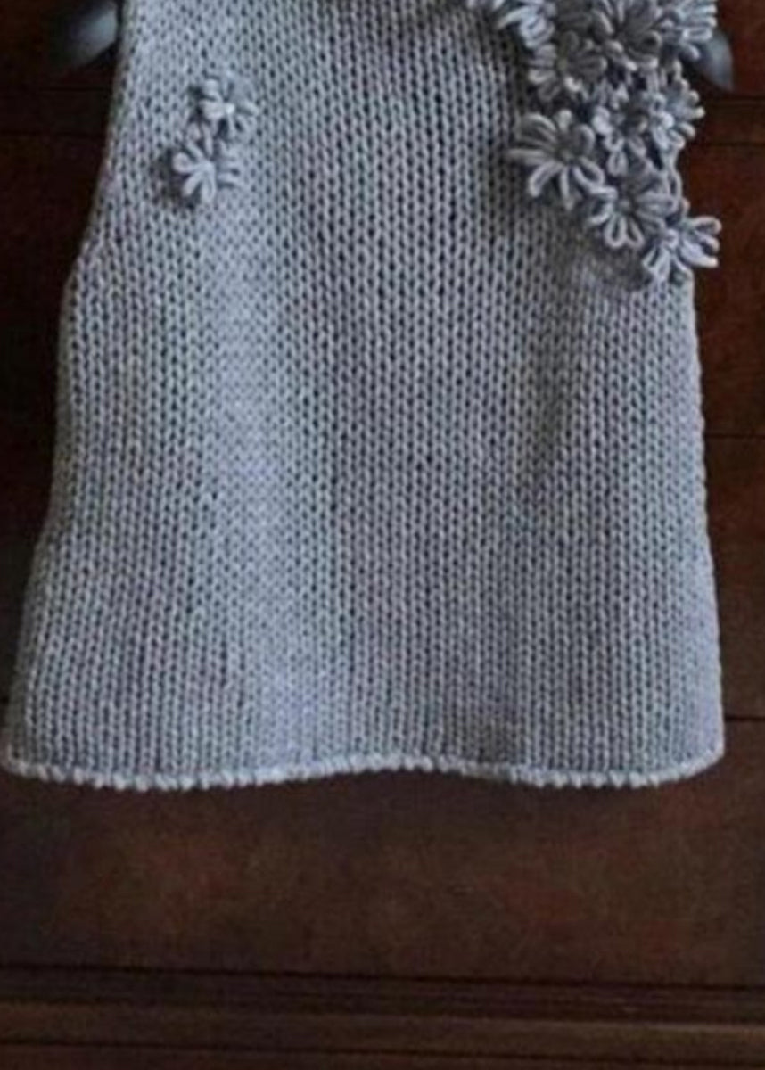 Style Grey Hign Neck Floral Knit Vest Sleeveless WN010 ABC