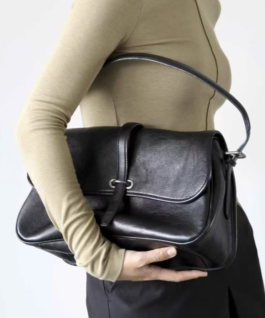 Large Shoulder Orange Bags Leather Capacity Style FashionChic
