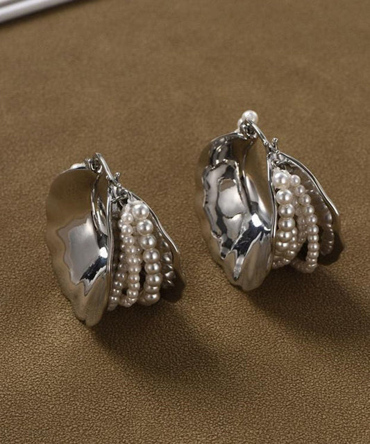 Hoop Silver Style Silk Earrings Sterling Pearl FashionChic