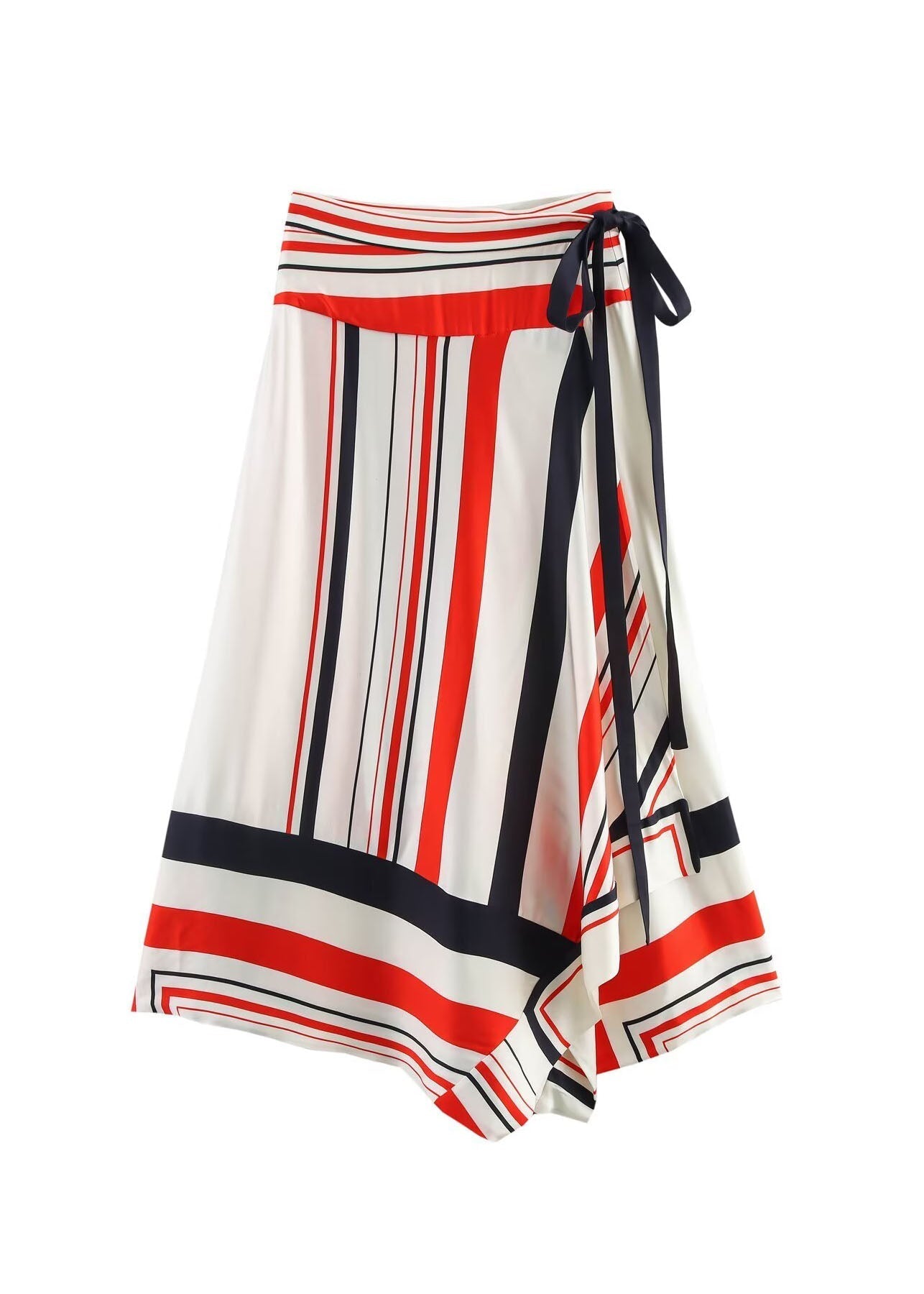 Set Two Design Summer Asymmetrical Silk Stylish Striped Pieces FashionChic