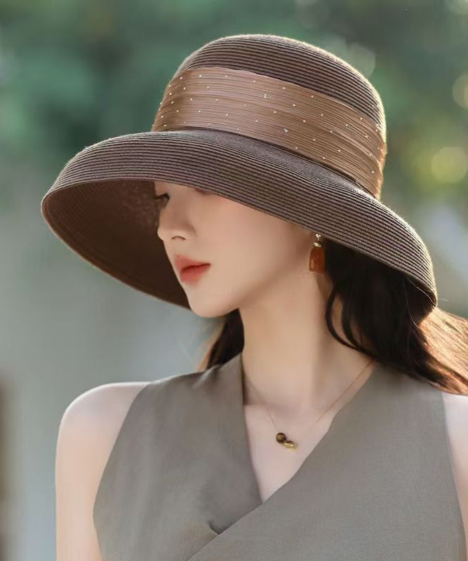Floppy Straw Beige Woven Hat Stylish Breathable Sun FashionChic