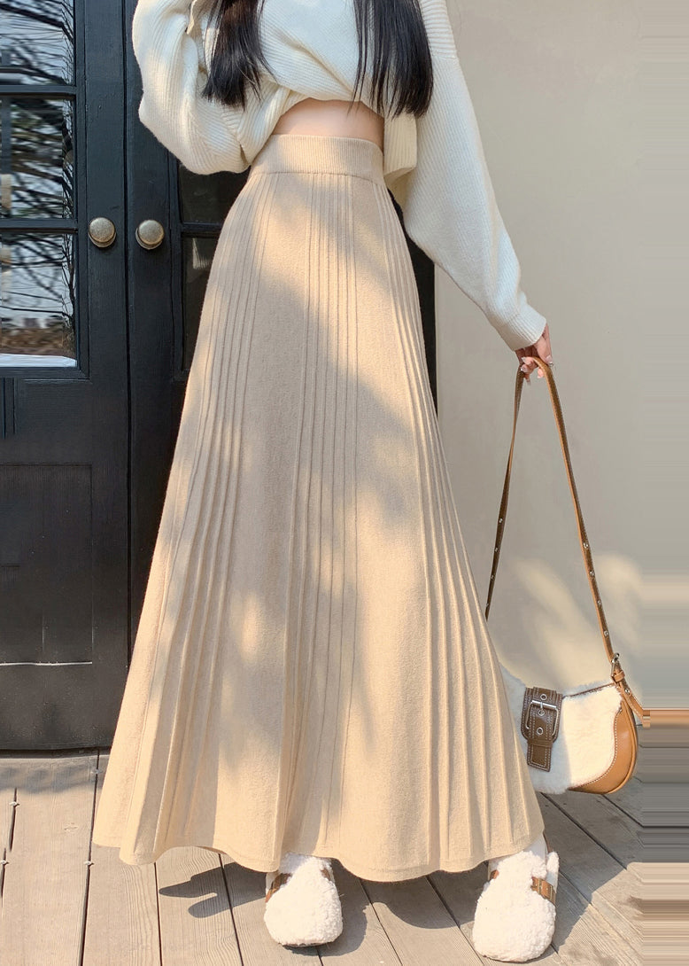 Stylish Beige Exra Large Hem Knit A Line Skirt Spring YP055 ABC