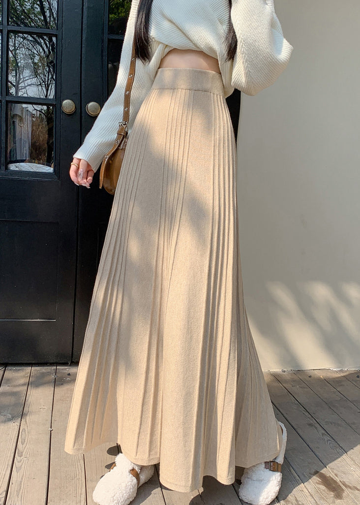 Stylish Beige Exra Large Hem Knit A Line Skirt Spring YP055 ABC