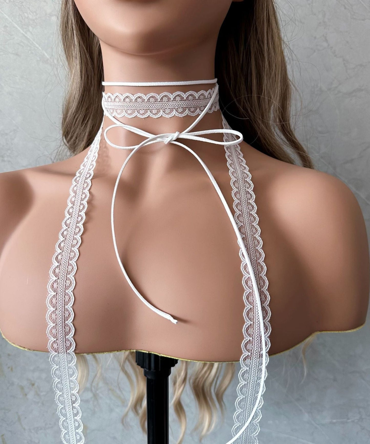 Stylish Black Lace Hollow Out Bow Necklace YA001 ABC