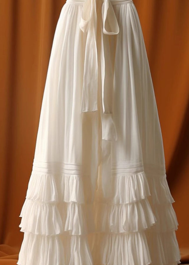 Stylish Black Layered Ruffled Lace Up Patchwork Tulle Skirt Summer QQ1053 Ada Fashion