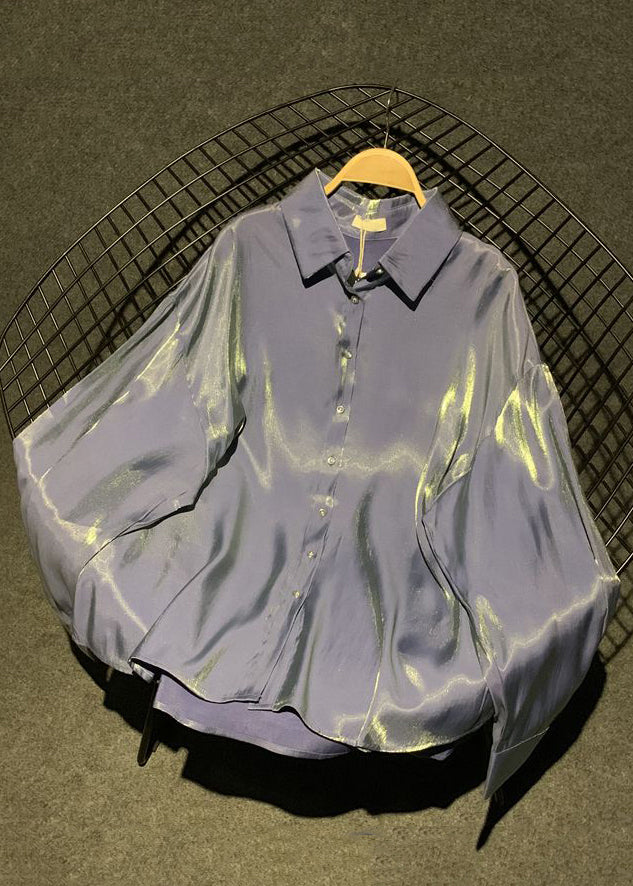 Red Button Collar Fall Pan Stylish Silk Peter Shirts Brick FashionChic