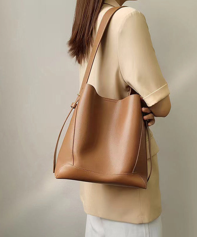 Stylish Light Brown Large Capacity Calf Leather Satchel Bag Handbag ZX1013 Ada Fashion