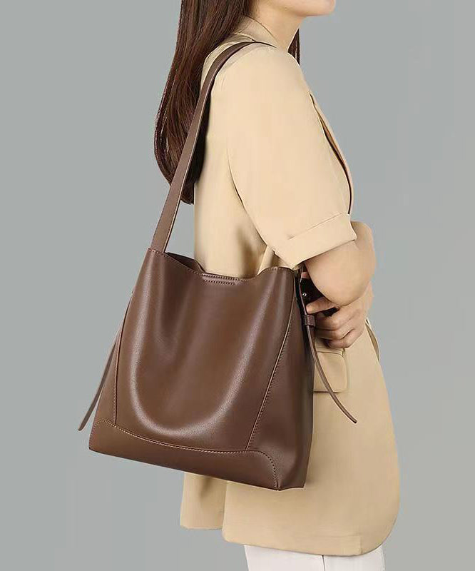 Stylish Light Brown Large Capacity Calf Leather Satchel Bag Handbag ZX1013 Ada Fashion