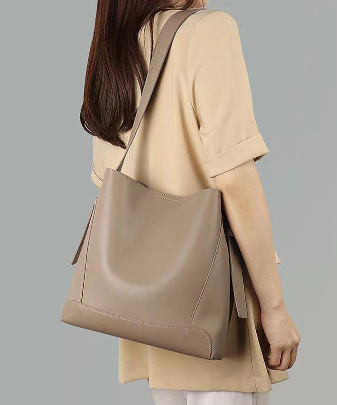 Stylish Light Brown Large Capacity Calf Leather Satchel Bag Handbag ZX1013 Ada Fashion