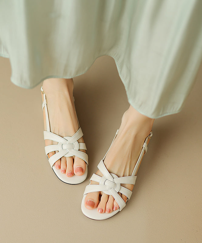 Hollow Toe Red Out Splicing Peep Sandals Chunky Stylish FashionChic