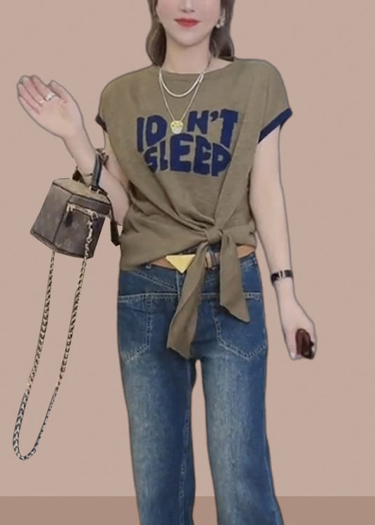 Stylish Rose O-Neck Tie A Knot Ice Silk T Shirts Summer BV010 MZF-STP240702