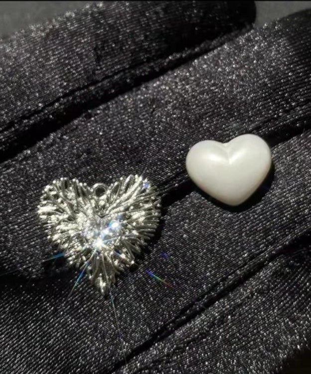 Stylish Silk Metal Zircon Love Pearl Stud Earrings KX1029 Ada Fashion