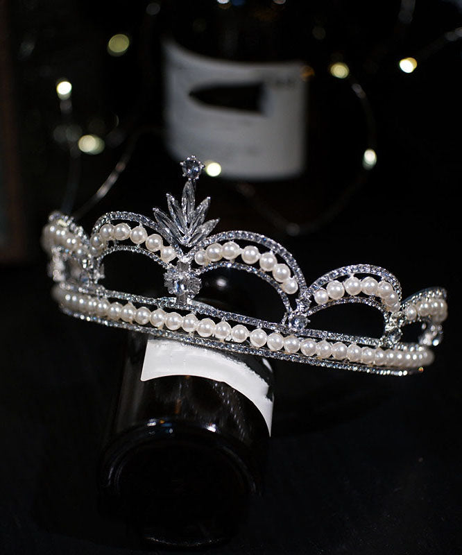 Stylish Silk Silvering Zircon Pearl Girl Crown IU053 TZ-FQ-HAI240802