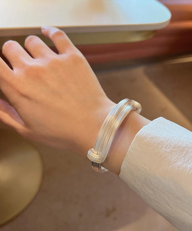 Two-Piece Stylish Silver Set Chain Bracelet Silk Sterling FashionChic