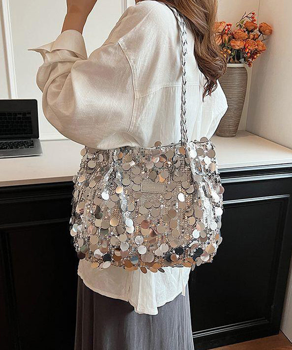 Stylish Silver Sequins Large Capacity Satchel Handbag QF008 Bag-BGS241017