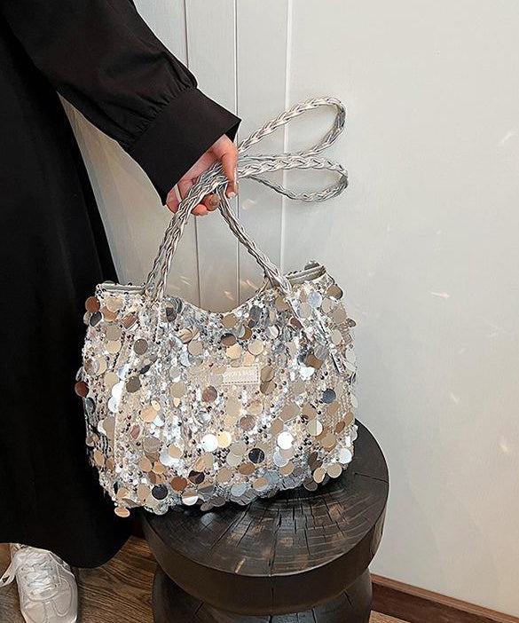 Stylish Silver Sequins Large Capacity Satchel Handbag QF008 Bag-BGS241017
