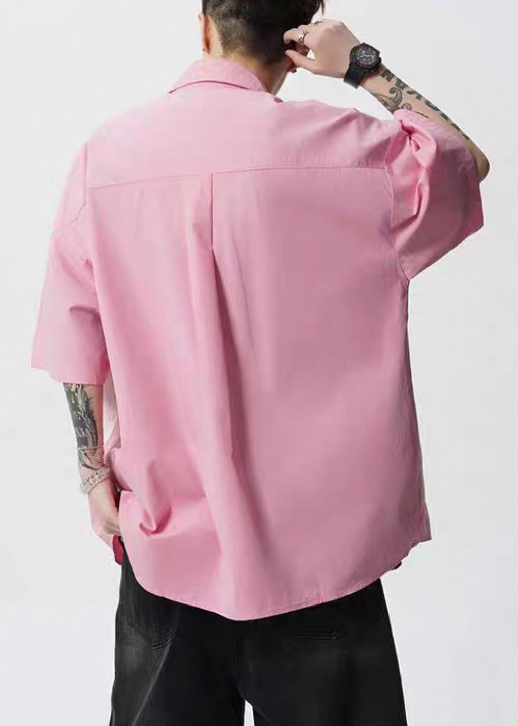 Mens Button Stylish Yellow Collar Shirts Cotton Peter Pan Print FashionChic