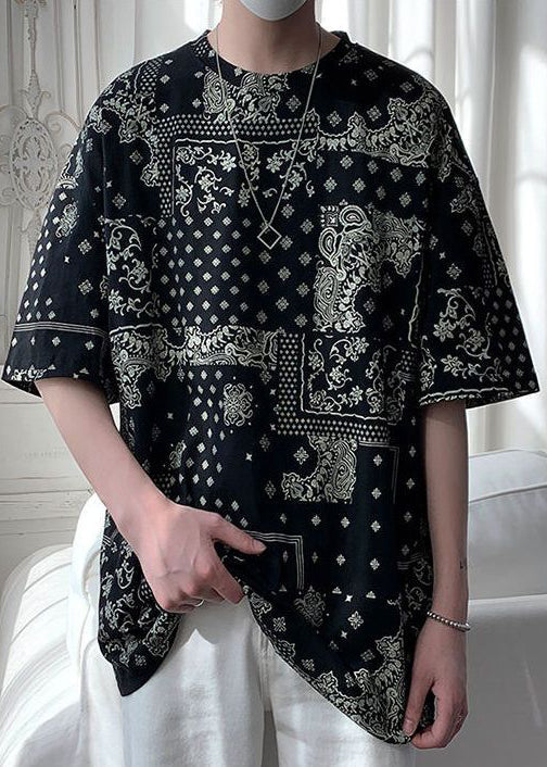 Unique Men Original Cotton T Black Half Print Shirts Design FashionChic