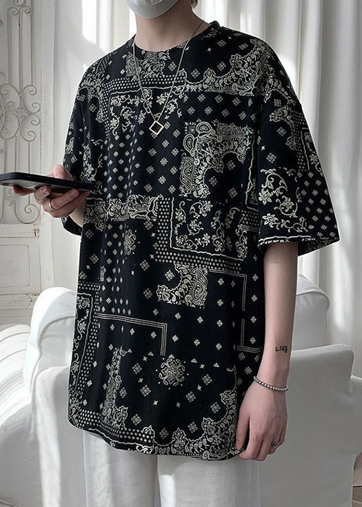 Unique Men Original Cotton T Black Half Print Shirts Design FashionChic