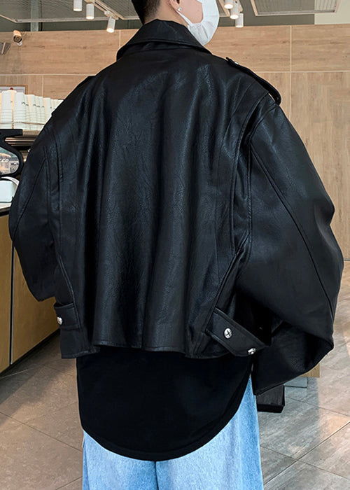 Unique Coffee Nail Bead Original Design Faux Leather Men Coat Spring RN026 ABC