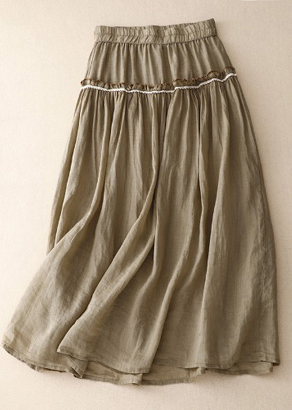 Unique Green Ruffled Patchwork Elastic Waist Skirt Summer VV064 HS-SKTS240627
