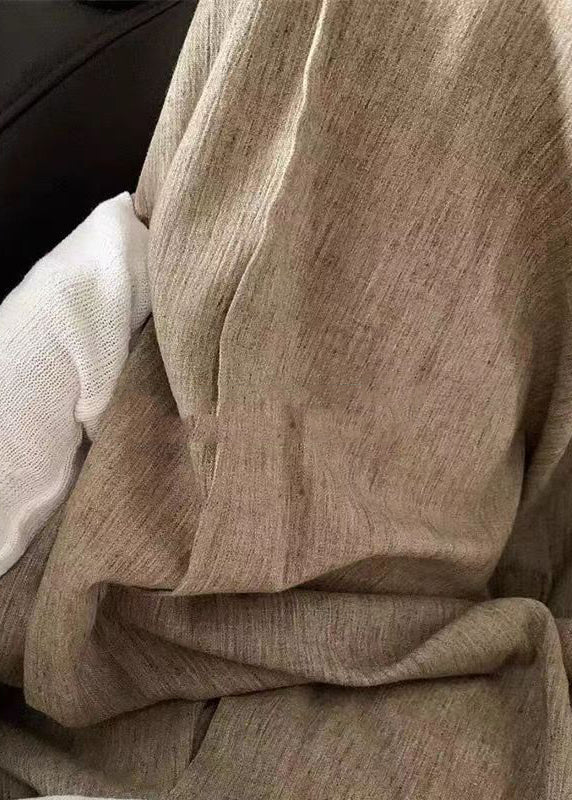 Unique Light Khaki Elastic Waist Wide Leg Pants Summer GH1085 Ada Fashion