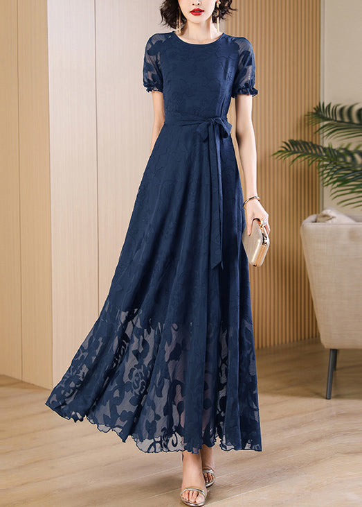 Summer Unique Red Print Dress Neck Up O Lace Chiffon FashionChic