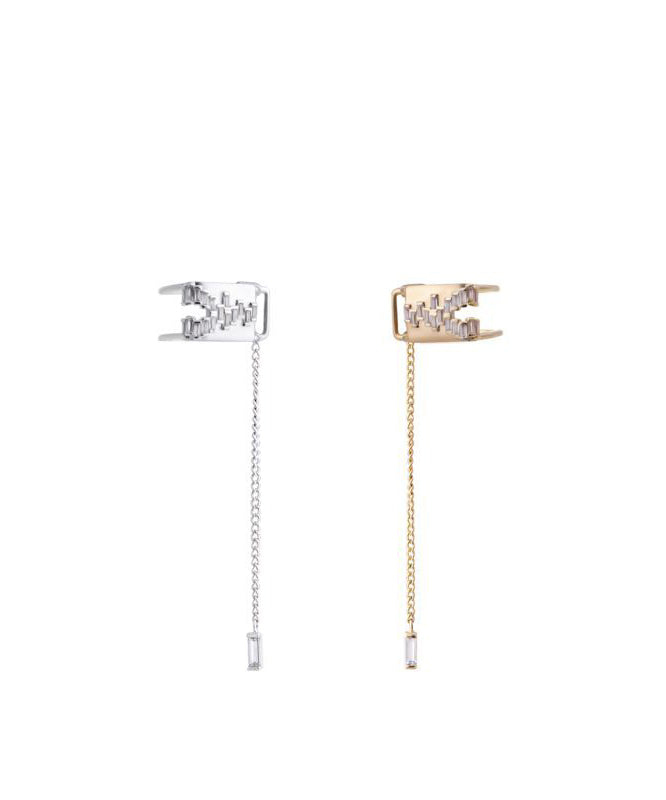 Zircon Earrings Copper Tassel Drop Unique Overgild Silk FashionChic