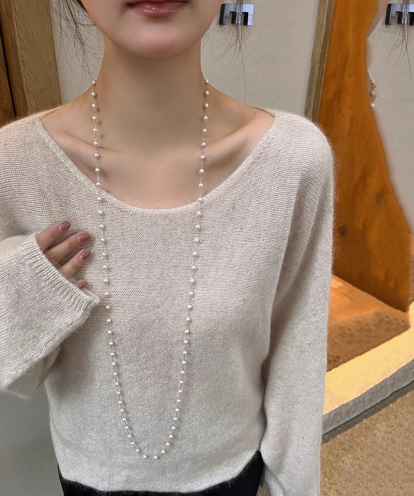 Unique Silk Sterling Silver Pearl Crystal Gratuated Bead Necklace YR012 ABC