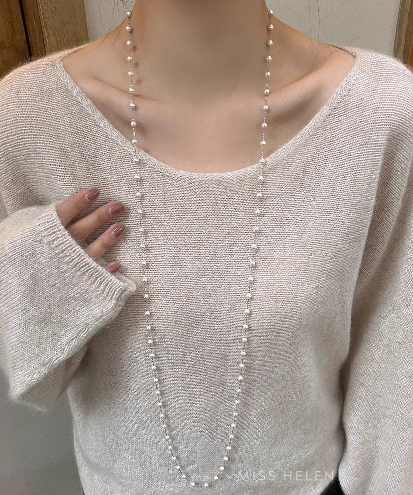 Unique Silk Sterling Silver Pearl Crystal Gratuated Bead Necklace YR012 ABC
