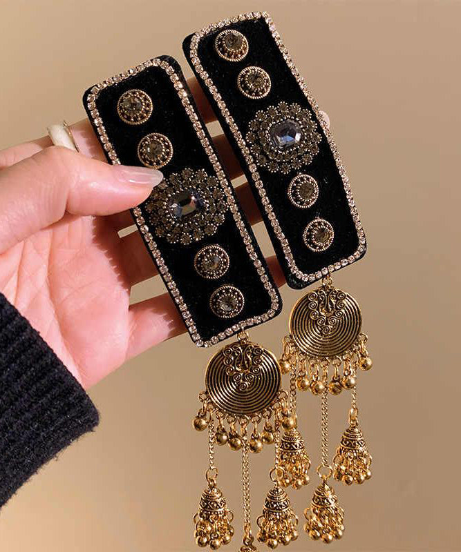 Alloy Black Vintage Acrylic Tassel Zircon Bell Hairpin FashionChic