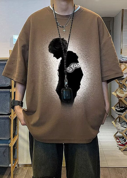 Coffee Original Design Print T Vintage Cotton Men Half Shirt FashionChic