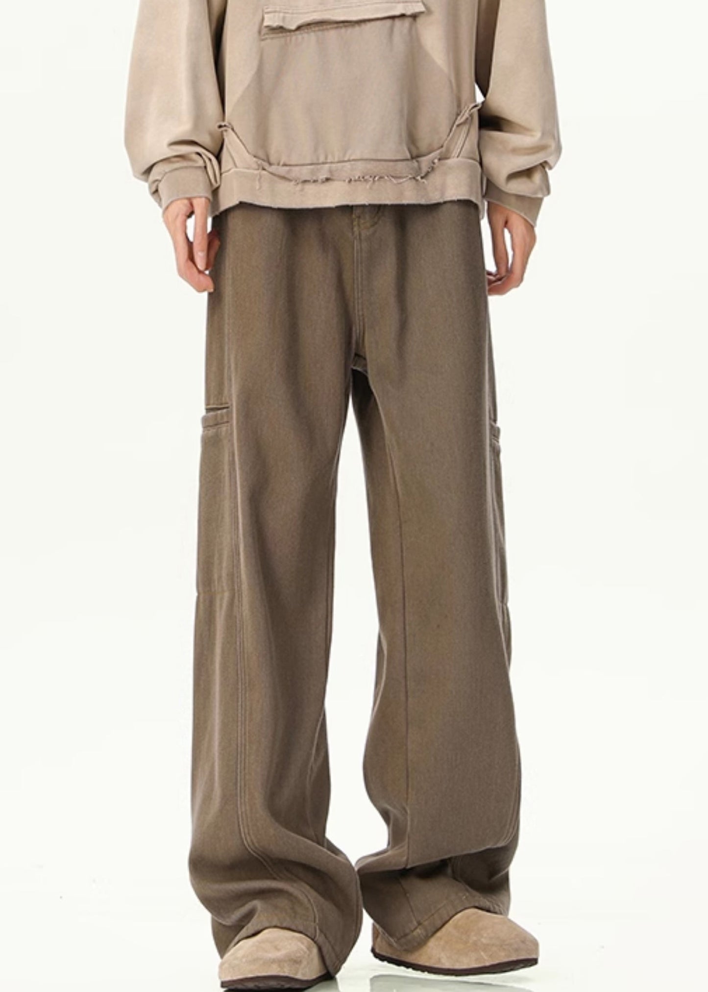 Pants Spring Vintage Pockets Men Design Denim Original Coffee FashionChic