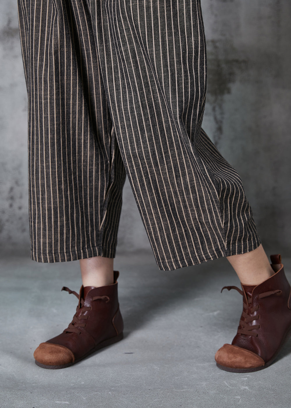 Vintage Dull Grey Oversized Striped Linen Harem Pants Summer AL1003 Genistyle Shop