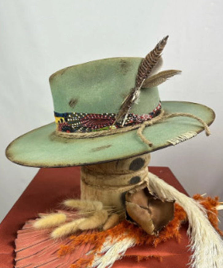 Cowboy Vintage Style Blue Hat Wool Ethnic FashionChic