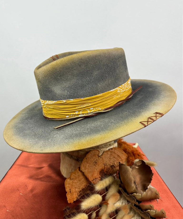 Cowboy Vintage Style Blue Hat Wool Ethnic FashionChic