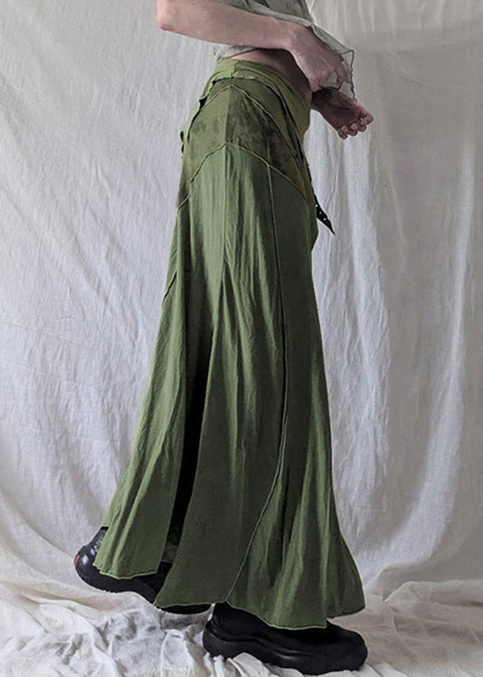 Open Cotton Green Side Vintage Skirts Asymmetrical Summer FashionChic