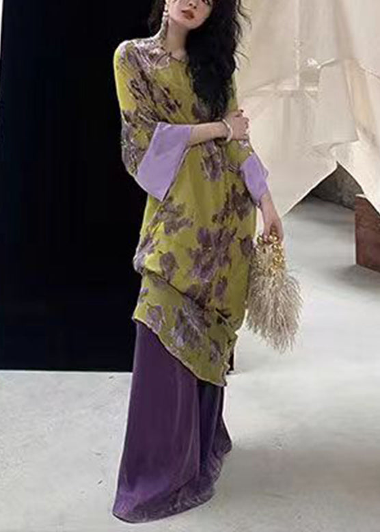 Vintage Green Embroidered Patchwork Chiffon Long Dress Spring UU1033 SH-LF-FDL240526