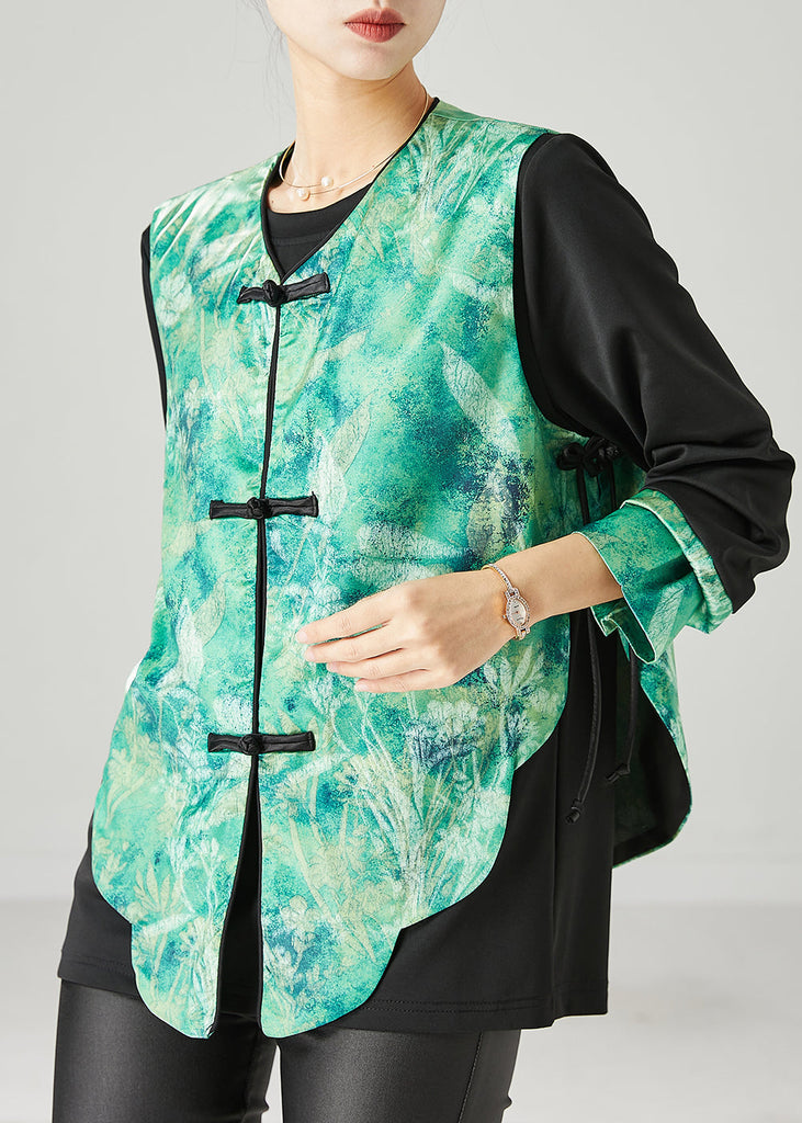 Vintage Green Tie Dye Chinese Button Women Sets 2 Pieces Spring YU1050 Ada Fashion