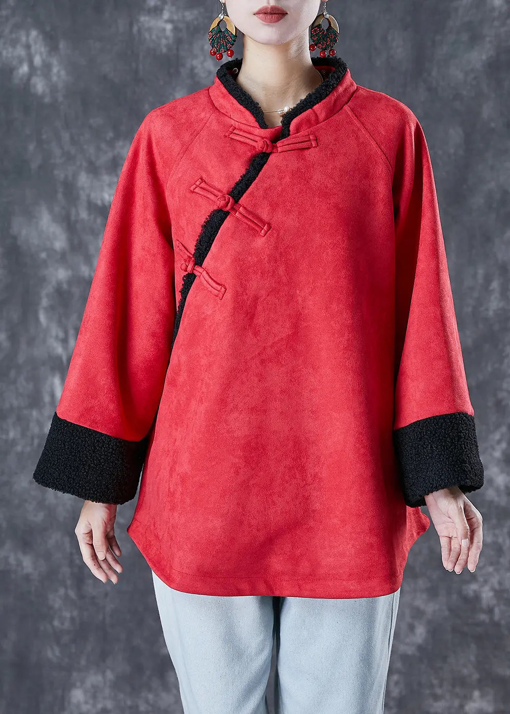 Vintage Mulberry Oversized Thick Cotton Chinese Style Coat Fall Ada Fashion