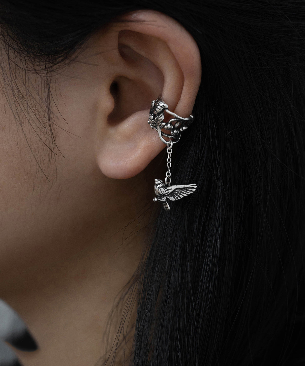 Leaf Flying Sterling Silk Drop Floral Vintage Silver Tassel Bird FashionChic