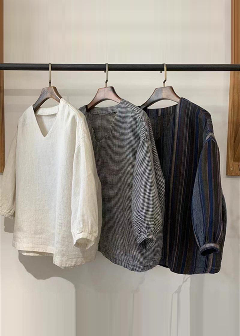 Linen Sleeve Oversized Tops Vintage White Bracelet Shirt FashionChic